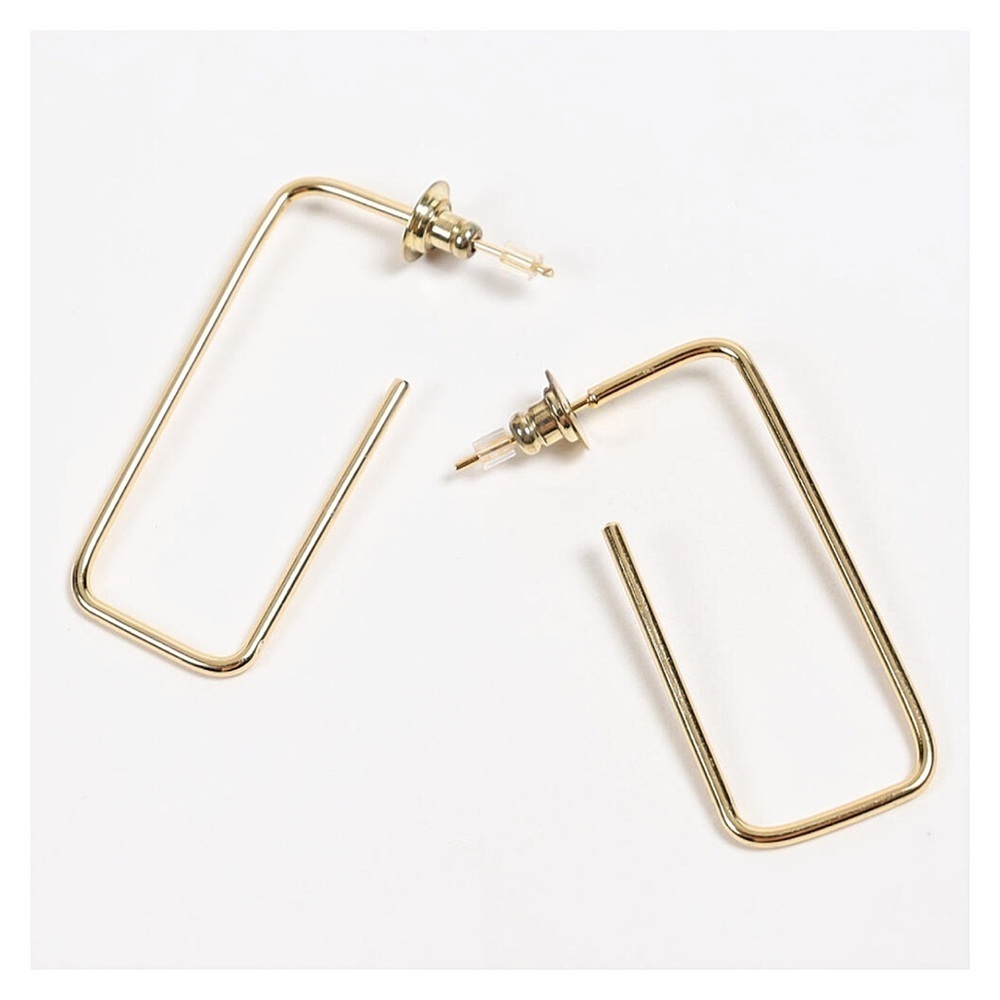 New Gold Recycled Brass Minimalist C Hoop Earrings - Picture 2 of 3